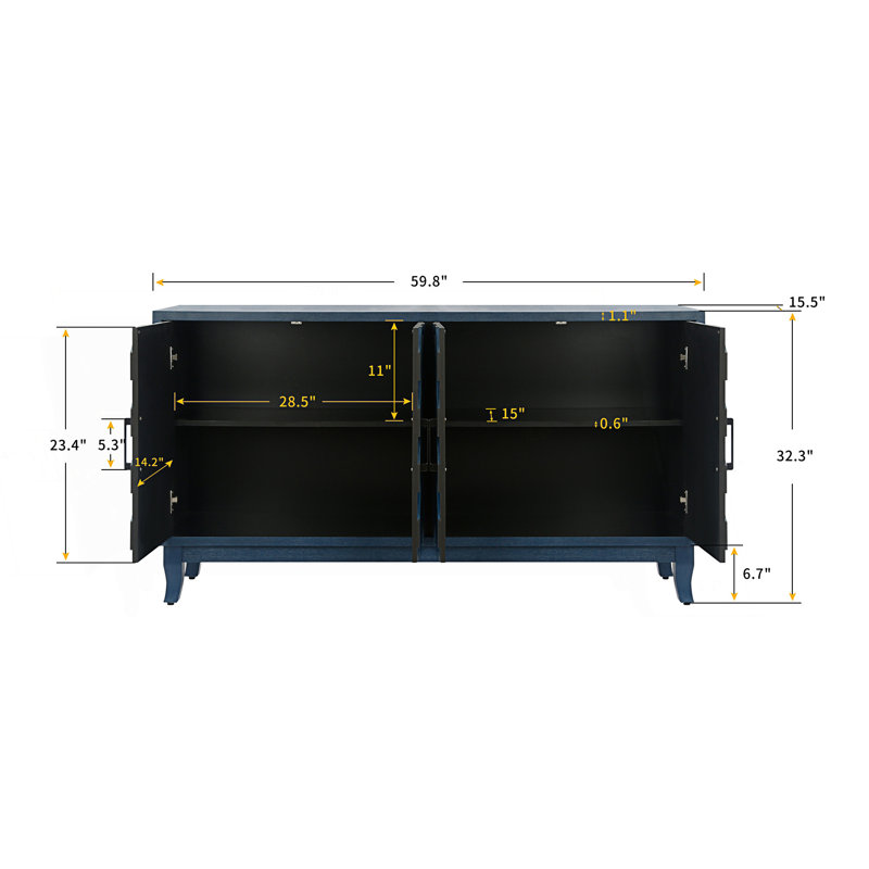 Buffet de style rétro, armoire de rangement décorative 4 portes