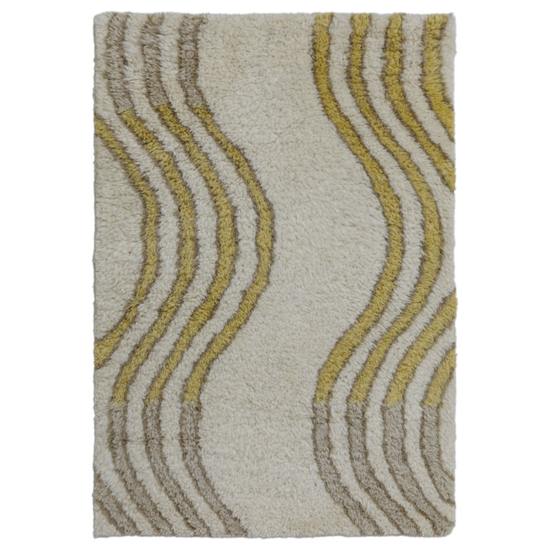 Wavy Shag Rug Hand Tufted Wool  Rug, Rectangle 7'6" x 9'6"