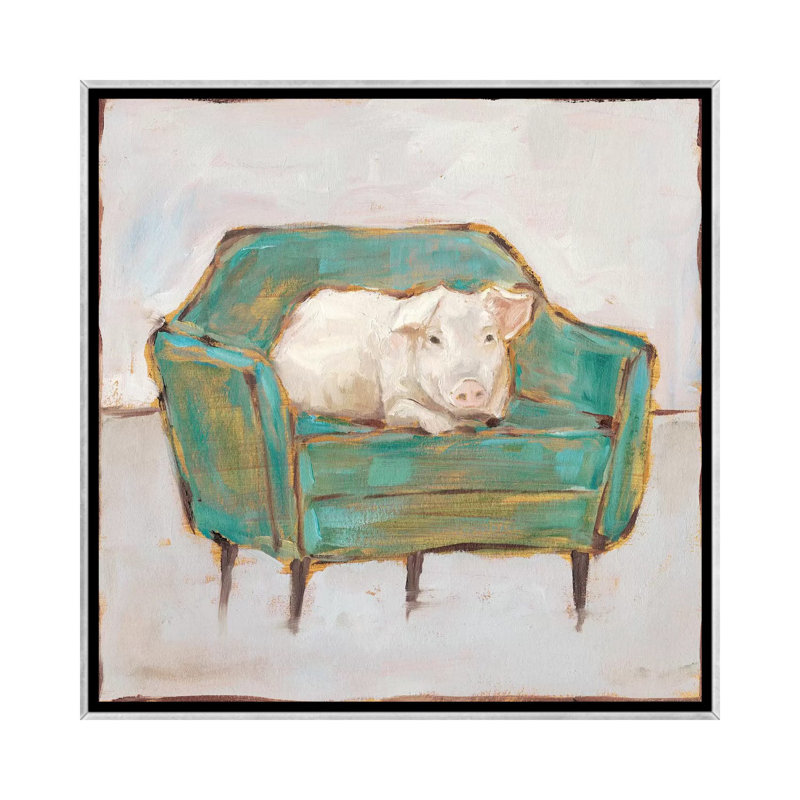 Créature confort VI par Ethan Harper - reproduction d'art, H 26 po x l 26 po x P 1,5 po, Toile avec cadre argenté