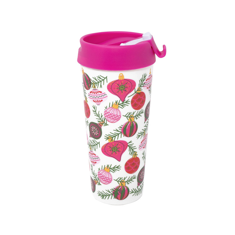 Tasse thermique en acrylique, ornements festifs
