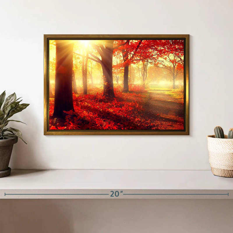 Forêt rouge vif, Cadre flottant doré, 13 po x 9 po