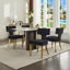 Ensemble de 2 chaises de salle à manger de style Mid-Century moderne avec dossier incurvé et clous en cuivre, pieds dorés-875865874