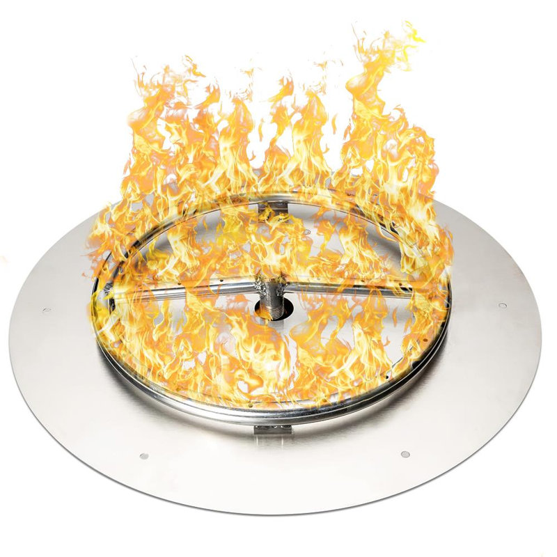Stainless Steel Fire Pit Burner Pan & Ring, for Liquid Propane or Natural Gas, 18-Inch Pan, 12-Inch Ring, 90,000 BTU Max