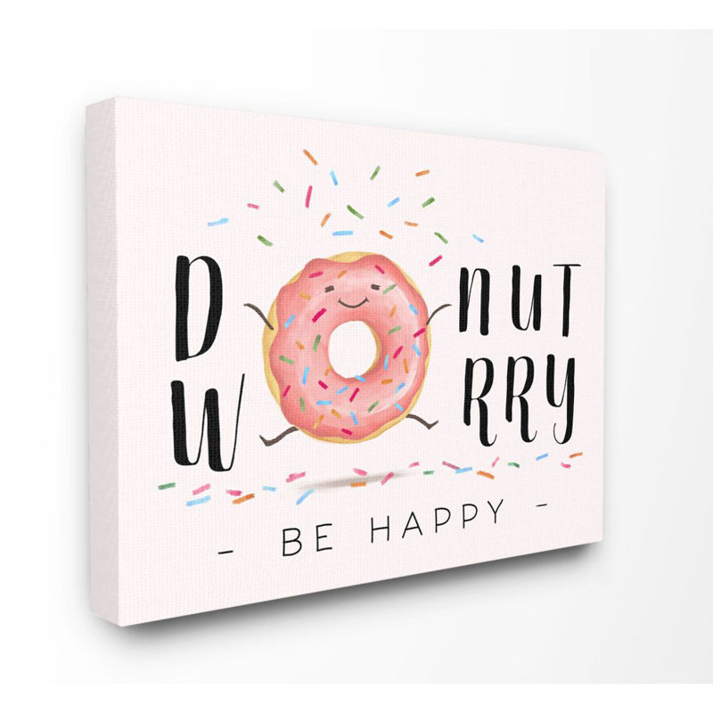 «Doughnut, souci, rose, dessin de mots», art textuel, Toile tendue, H 16 po x l 20 po