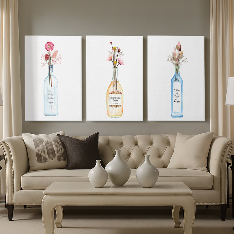 Vodka Frost Valley - Toile tendue avec châssis sur mesure - 3 pièces, H 12 po x l 24 po