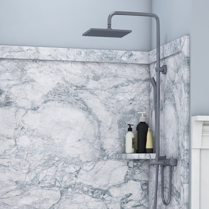 FlexStone Elegance 3-Panel 48"W x 36"D x 80"H Alcove Shower Surround in Everest, Everest