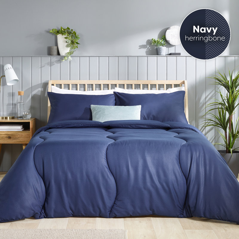Coverless Coverlet Comforter Duvet 10.5 Tog Matching Pillowcases, Single, Herringbone