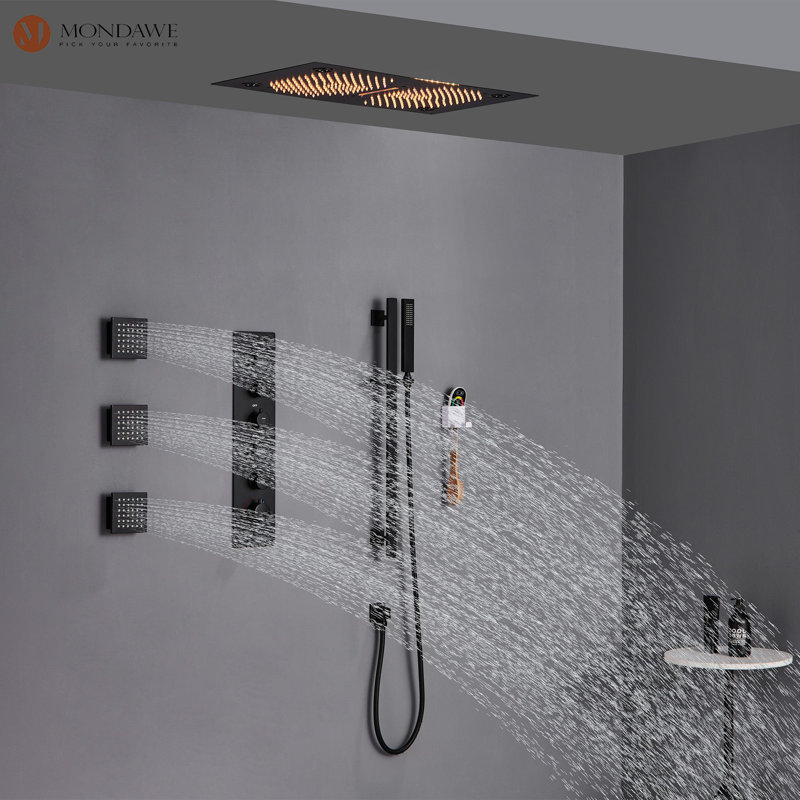 AquaRhapsody Thermostatic Complete Shower System with Rough in-Valve, Matte Black