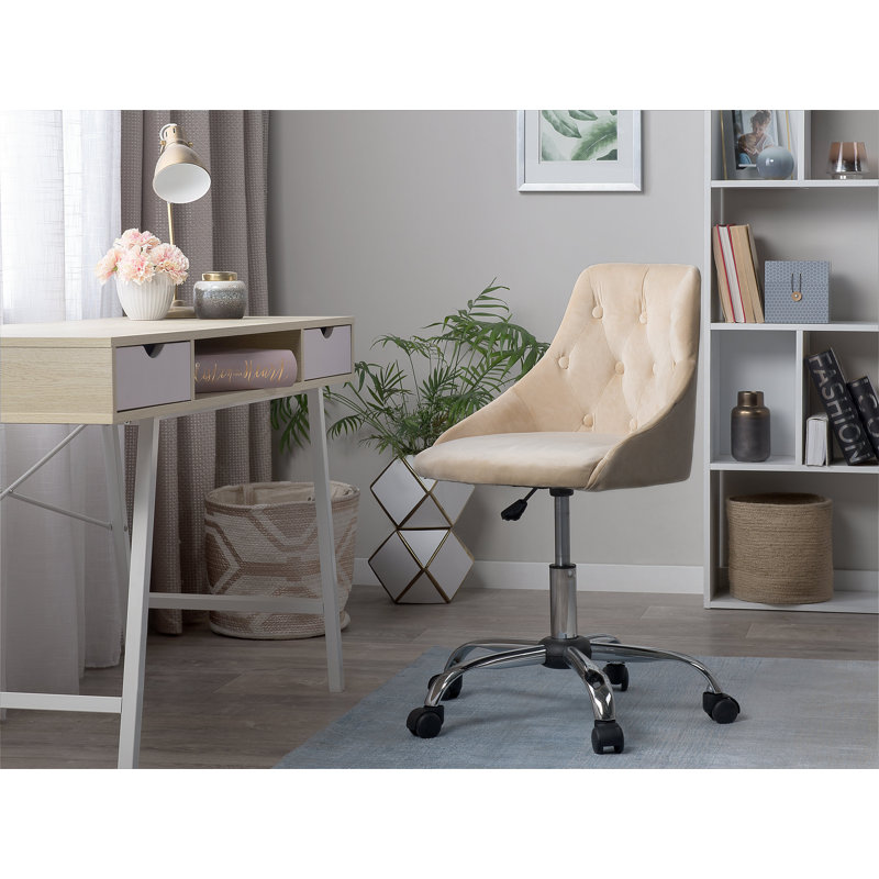 Maia Velvet Office Chair, Beige