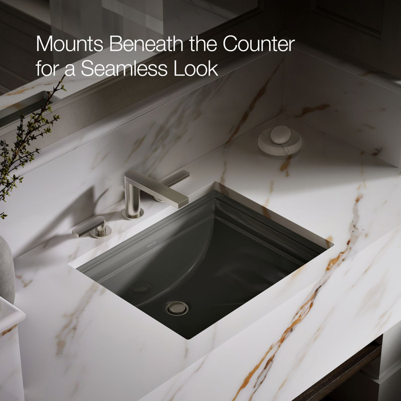 Memoirs® Vitreous China Rectangular Undermount Bathroom Sink with Overflow, Thunder Gray