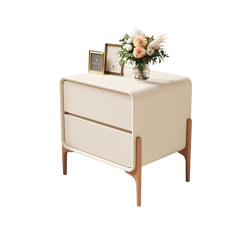 15.75"Modern Minimalist White Solid Wood Bedside Cabinet in