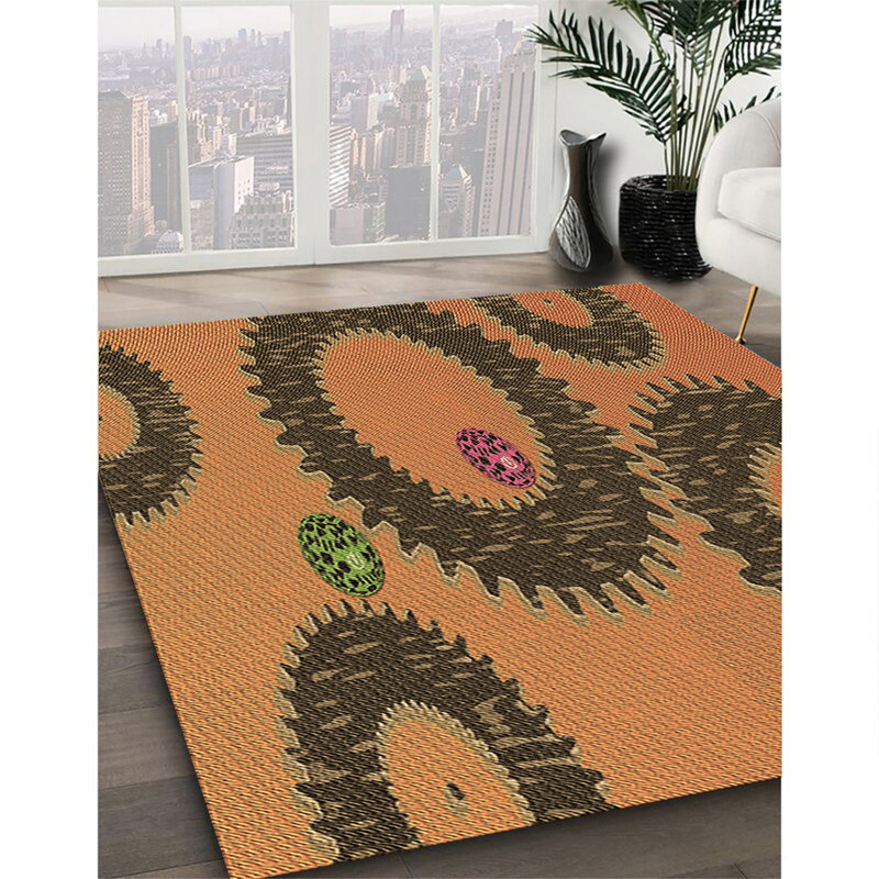 Tapis brun tissé à la machine, Rectangle 7 pi x 9 pi