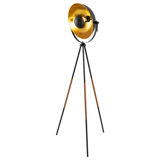 Keigen 58'' Black With Faux Leather Accents Tripod Floor Lamp