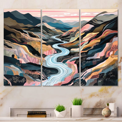 «Vibrant Mountain Landscape II», reproduction sur toile 3 pièces