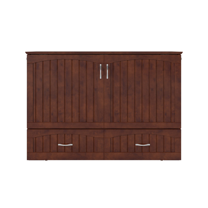 Commode de lit Murphy avec rangement et chargeur intégré, Double, Noyer