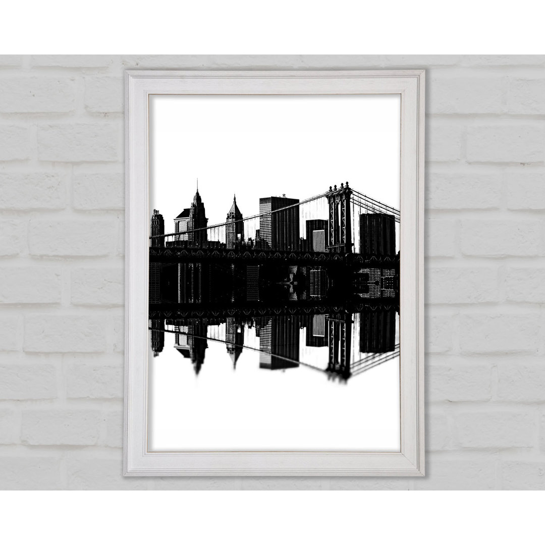 Gerahmtes Poster Brooklyn Bridge Reflexionen B und W