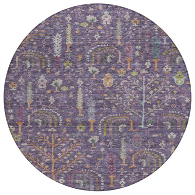 Machine Washable Indoor/Outdoor Cicel ACN1152 Eggplant Rug