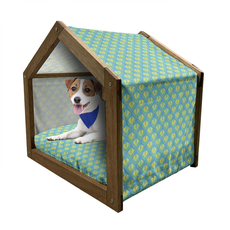 Wood Dog House, 32.28" H x 39.37" W x 28.35" D