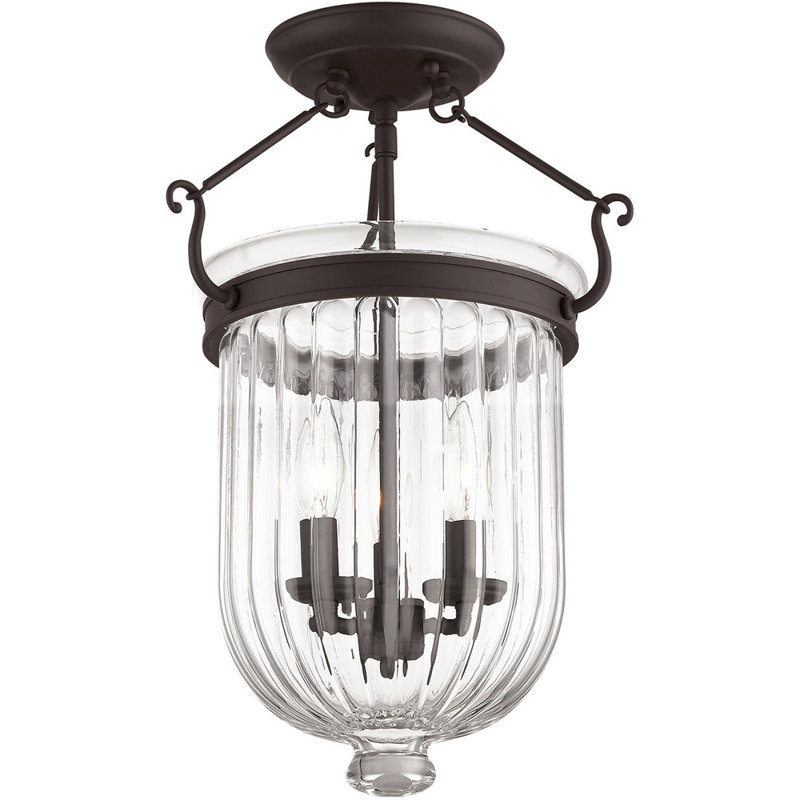 Glass Semi Flush Mount, Bronze