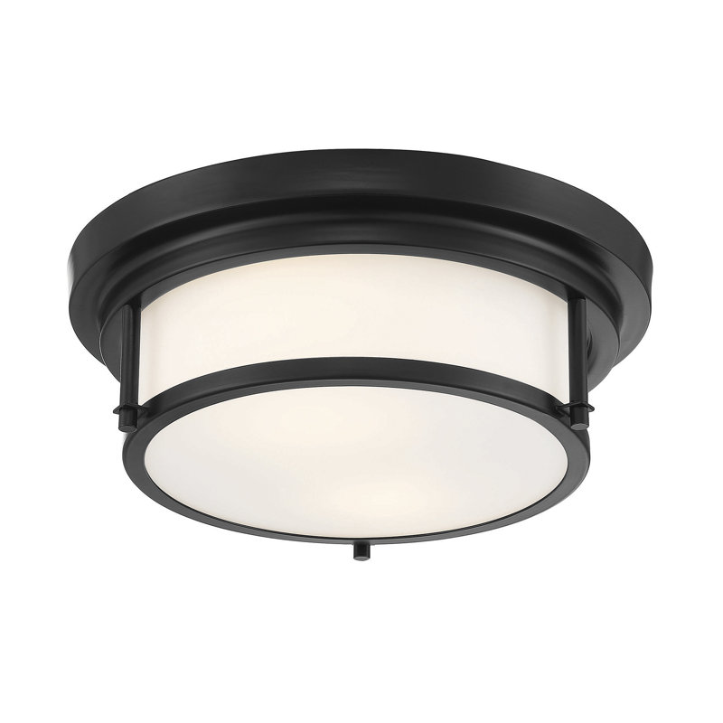 Plafonnier encastré noir mat 13 po 2 lumières Candiss, Noir mat