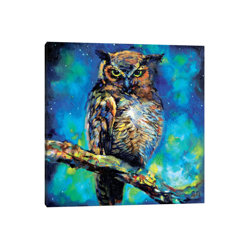 Great Horned Owl by Sue Gardner - Painting on Canvas, 45.72 cm H x 45.72 cm W x 1.91 cm D, Wrapped Canvas