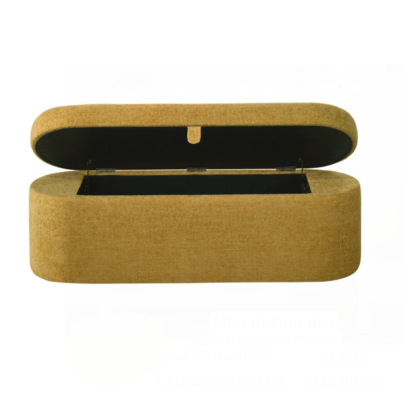 Philipa Storage Bench-Gold Tweed, Gold