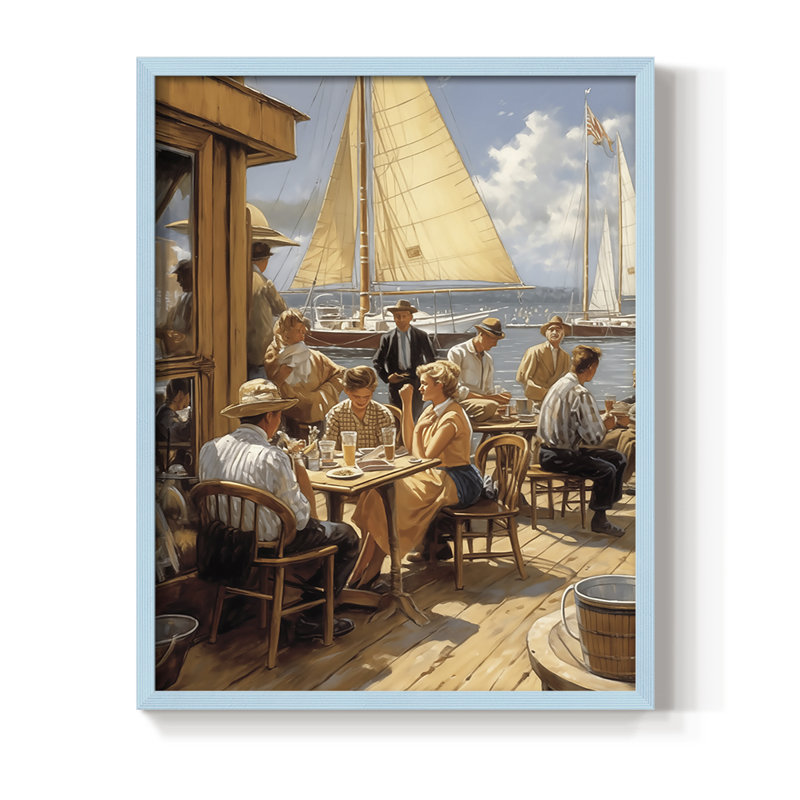NAUTICAL Series DCxxxxi, reproduction encadrée - bois massif, H 21 po x l 17 po, Bleu