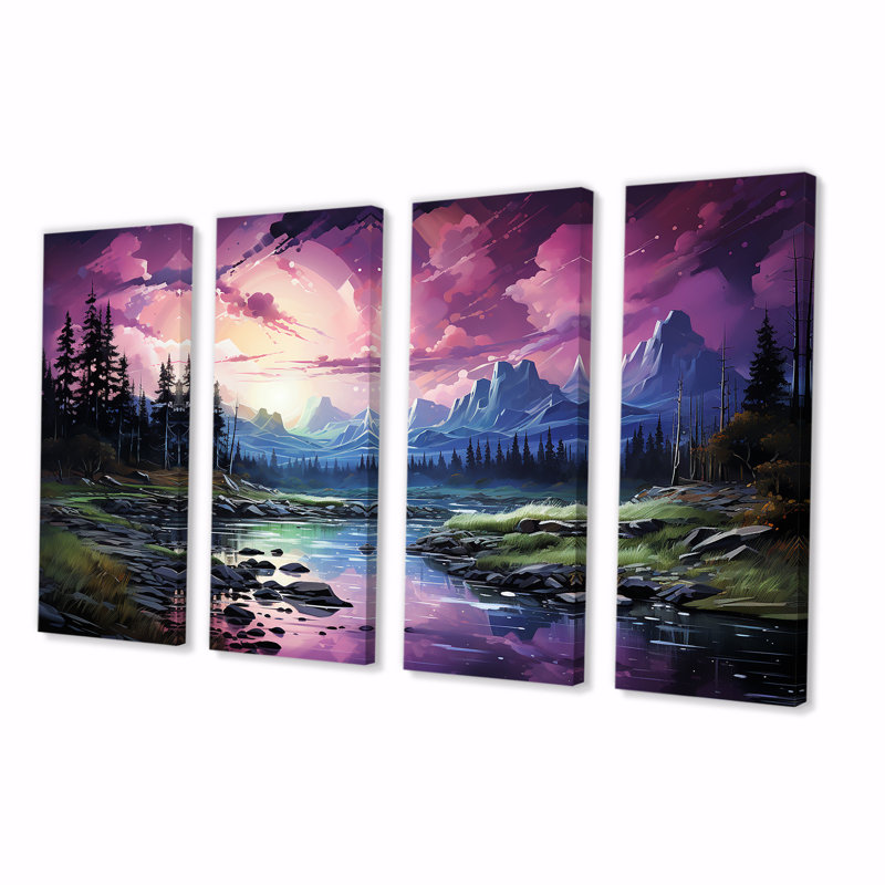 Décoration murale nordique 4 lumières arctiques, H 28 po x l 48 po