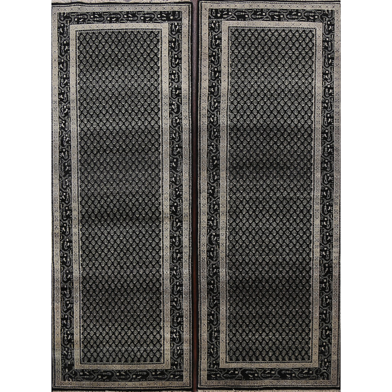 One-of-a-Kind 2'9" X 7'9" New Age Runner Wool Area Rug in Black
