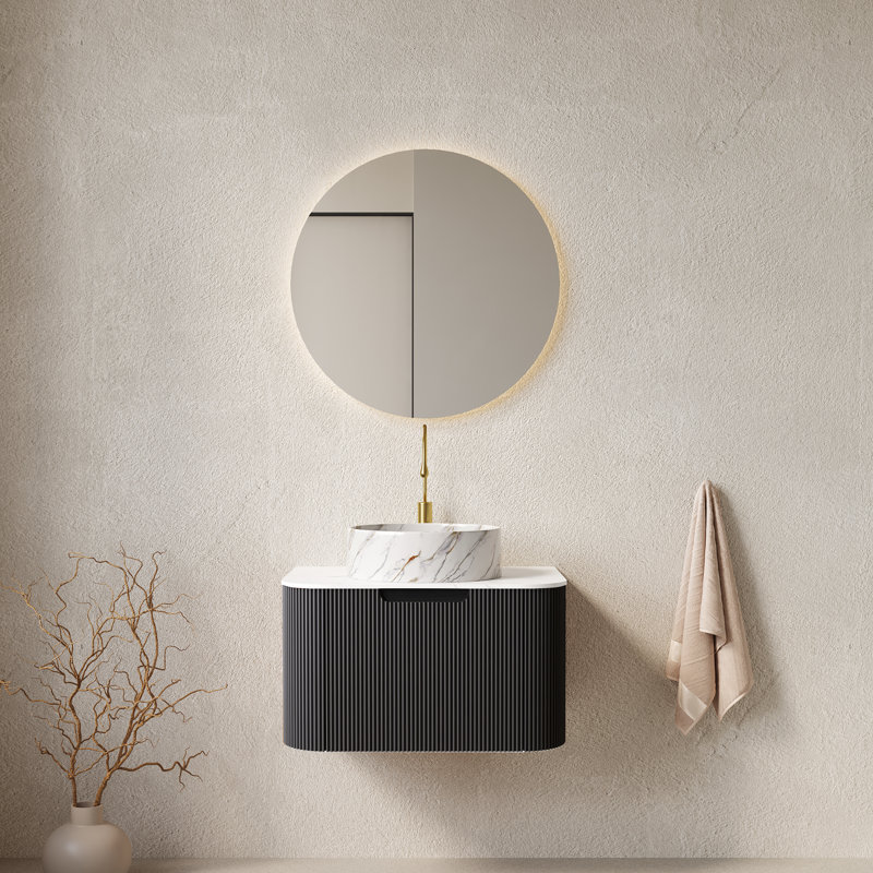 Meuble-lavabo moderne de 24 po Dina, lavabo peu encombrant, lavabo en céramique blanche