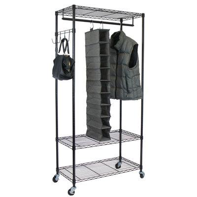 35.7'' Rolling Industrial Pipe Clothing Rack