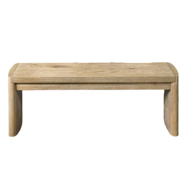 Banc de salle à manger 1pc, style contemporain, coins arrondis doux, finition chêne, composé de bois d'hévéa massif, de bois d'ingénierie et de placage, l 50,5 po x P 16 po H 18,5 po pour pièce avec placage de bois