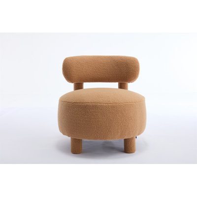 063 Armless Accent Chair With Curved Backrest And Solid Wooden Legs Upholstered Chair Slipper Side Chair For Primary Living Space Bedroom Vanity Room by Latitude Run