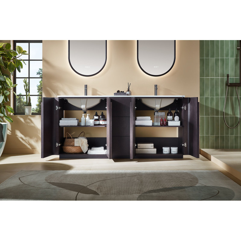 Ensemble de meuble-lavabo autoportant 72 po Parma, Chêne espresso