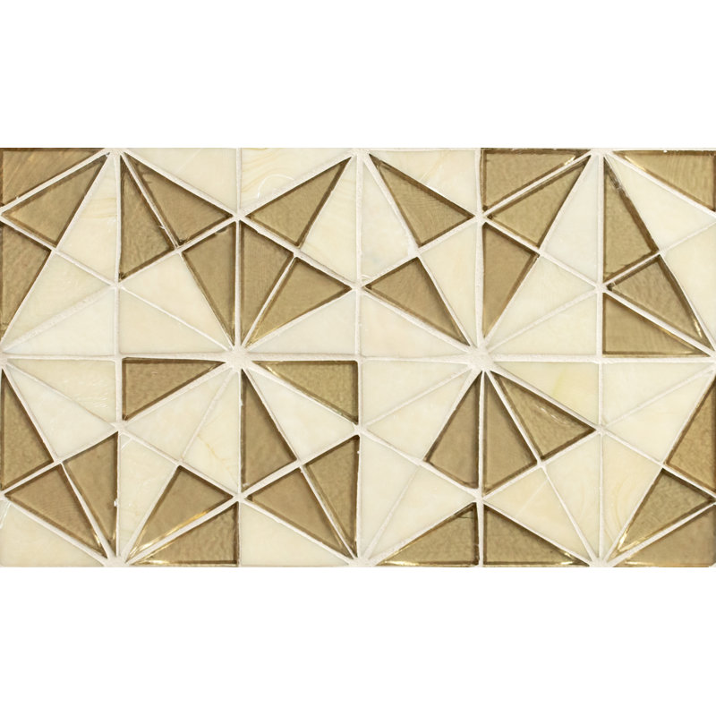 Rietto Hexagon 9 in. x 15 in. Glossy Glass Mosaic Wall Tile, Celestia Oro