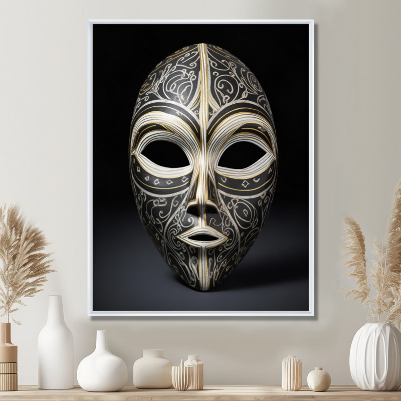 Impression sur toile, "Ethnical Traditional African Mask" - Tribal africain, H 44 po x l 34 po x P 1,5 po