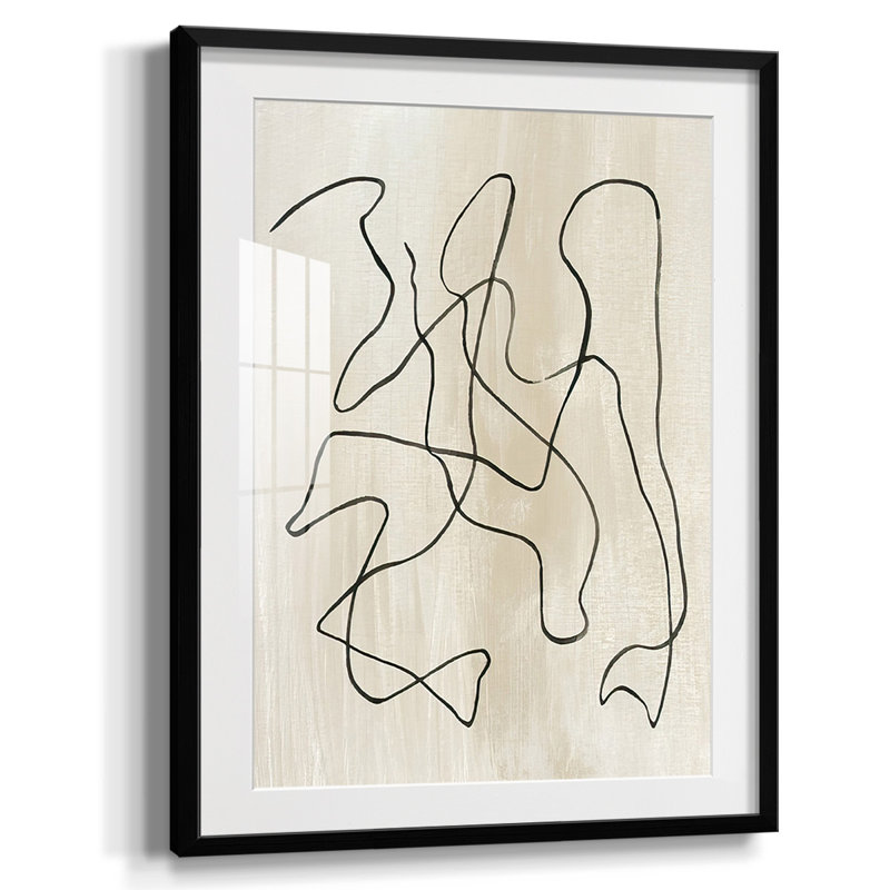 Relié III, peinture sur papier encadrée, Noir
