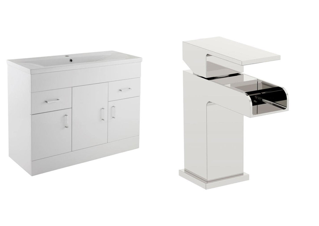VeeBath Sobek 1000mm Vanity Sink Unit & Waterfall Basin Mixer Tap