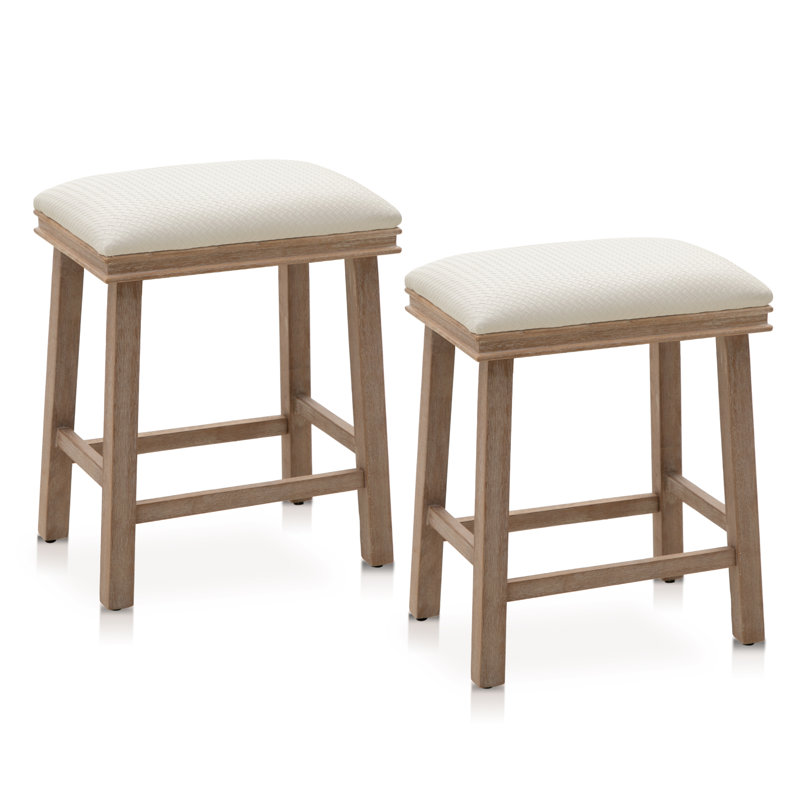 Tabouret de comptoir 24 po Jelissa, Blanc, Brun