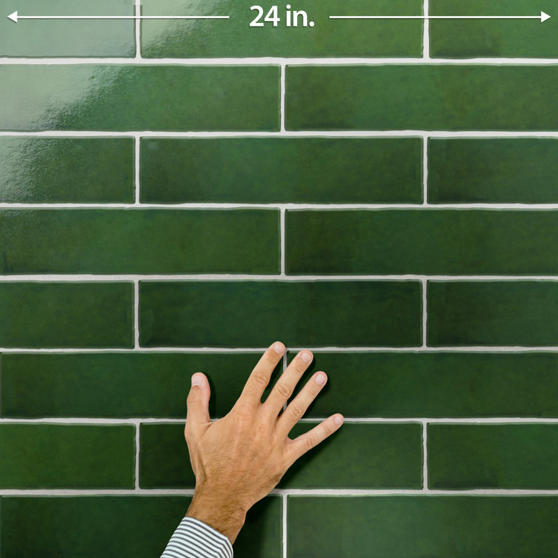 Viva Antic 3" x 12" Ceramic Subway Tile, Green