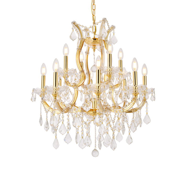 Stockard 13 - Light Glass Chandelier, Royal Cut, Crystal (Clear), Gold