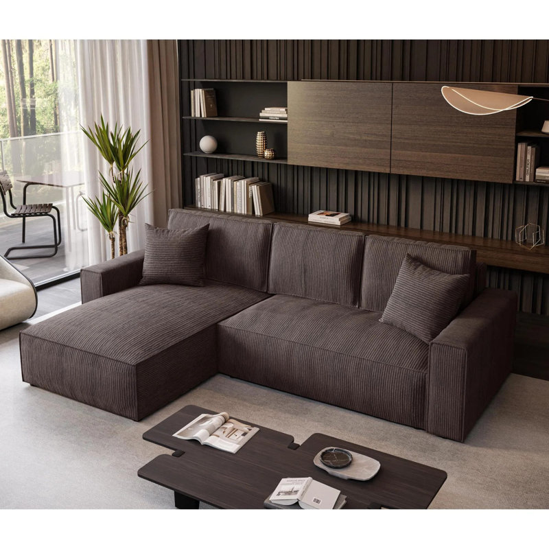 Damionna 4 Seater Sofa Bed, Left Hand Facing, Brown