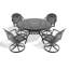 Ensemble de salle à manger 5 pièces en aluminium coulé résistant aux intempéries, comprenant 4 chaises pivotantes et une table ronde de 48,03 po avec cadre noir-2066901069