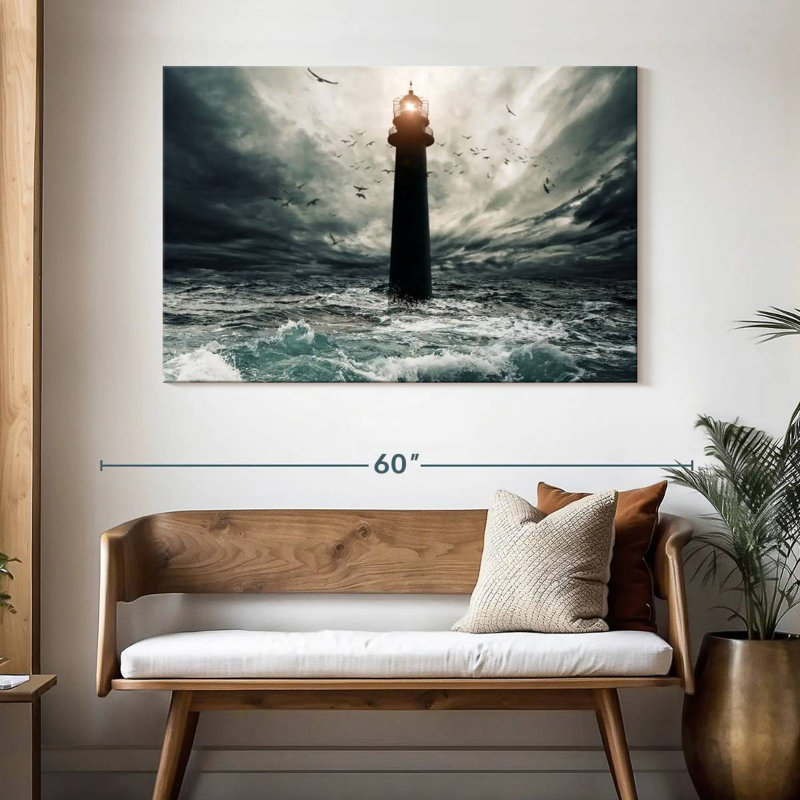 Aletra Lighthouse In The Storm, 32" H x 48" W