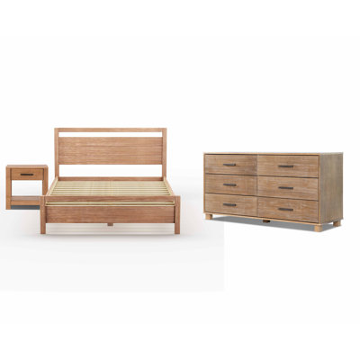 Ensemble de chambre avec grand lit plateforme en bois massif Loft