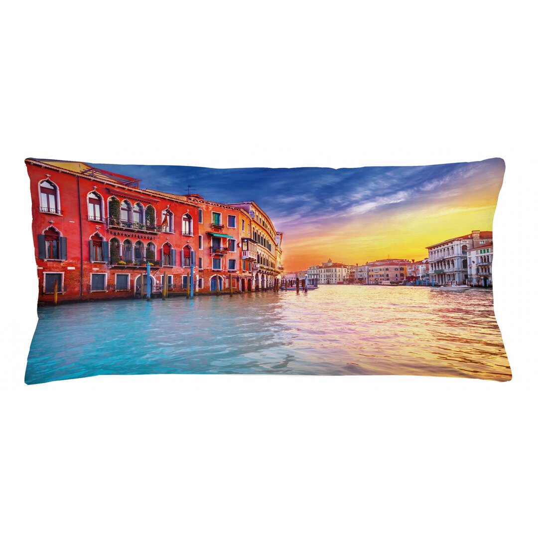 Kissenbezug, Venedig-Kanal, Italienisch, Blau und Orange