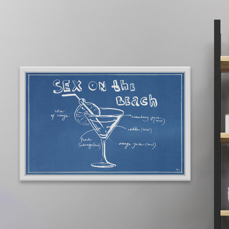« drink breveté », impression encadrée, H 30 po x l 45 po x P 1,5 po
