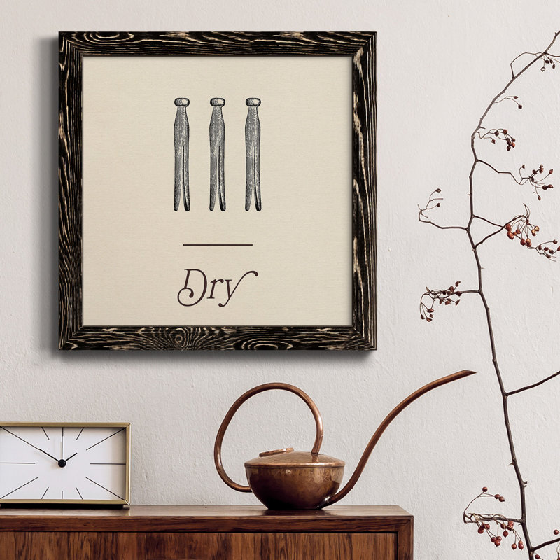 «Laundry Sign II» - Toile encadrée de qualité supérieure - prête à être suspendue, Cadre noir, H 34,5 po x l 34,5 po x P 1 po