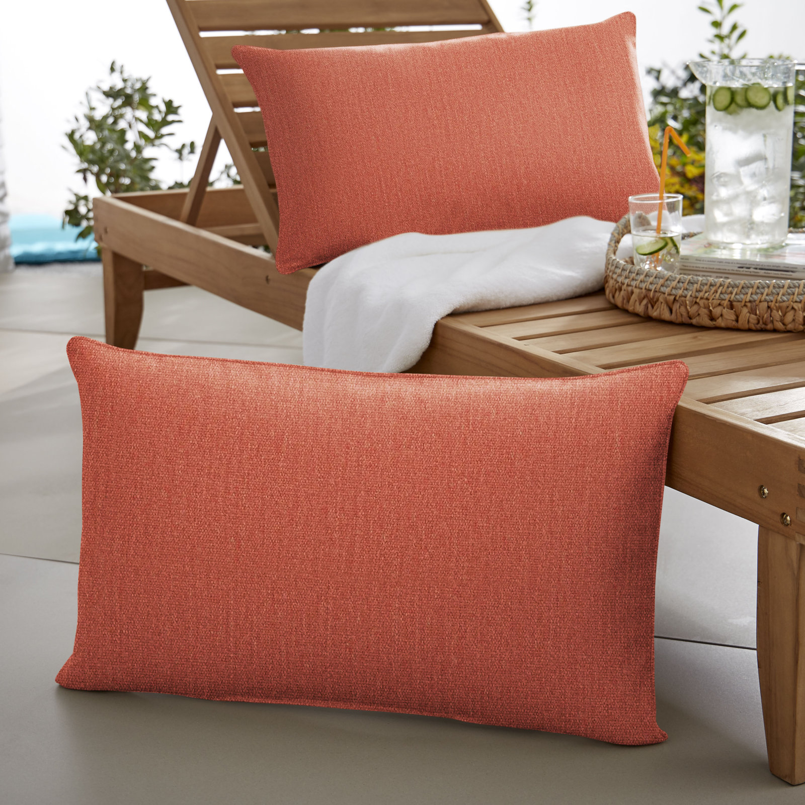 New Sunbrella 2023 Sunbrella® Indoor/Outdoor Lumbar Throw Pillow, Canvas Persimmon, 12” H x 24” W x 6” D