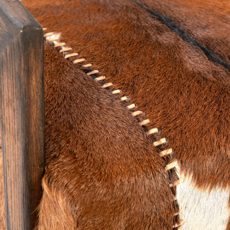 Liara Goat Hide Upholstered Occasional Chair, Medium Brown, Natural Brown/White Goat Hide